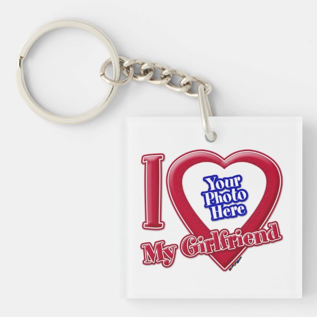 Porte-clefs I Love My Girlfriend Photo Red Heart (Devant)