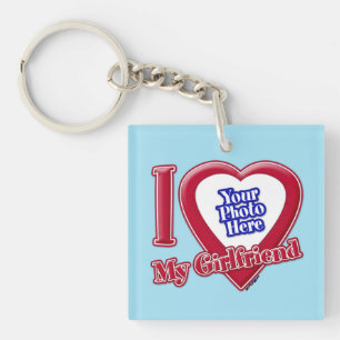 Porte-clefs I Love My Girlfriend Photo Red Heart Blue Horizon