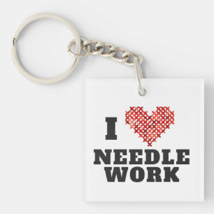 Porte-clefs I Love Needlework Cross Stitch