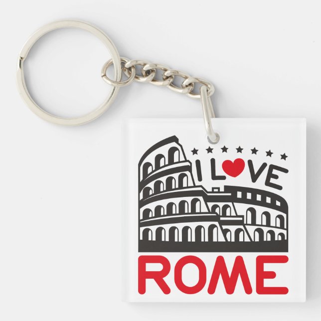 Porte-clefs I Love Rome Italie Colisée Voyage (Devant)