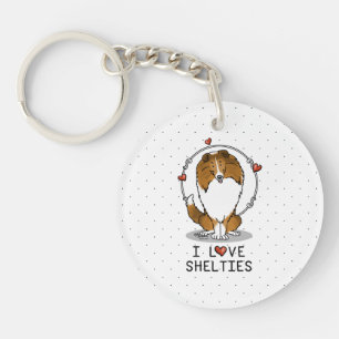 Porte-clefs I Love Shelts (sable 2) Shetland Sheepdogs mignonn