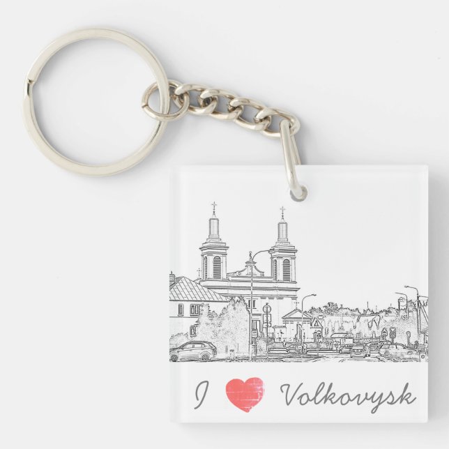 Porte-clefs I Love Volkovysk Biélorussie Architecture Cathédra (Devant)