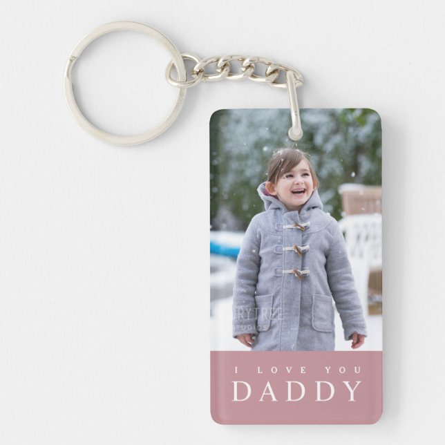 Porte-clefs I Love You Papa Modern Pink Kids 2 Photo (Devant)
