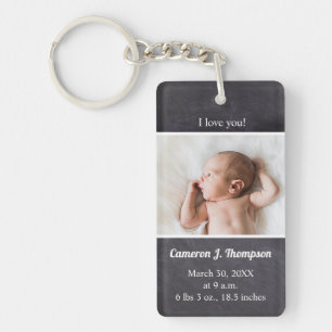 Porte-clefs I Love you Présentation de naissance photo bébé