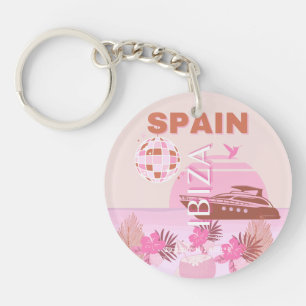 Porte-clefs Ibiza, Espagne, Art Voyage, Art Preppy, Pastel
