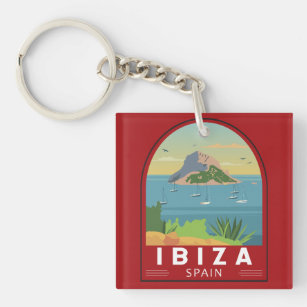 Porte-clefs Ibiza Espagne Voyage Art Vintage