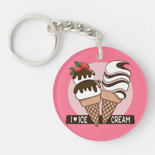 Porte-clefs Ice Cream Lover texte et couleur personnalisés por
