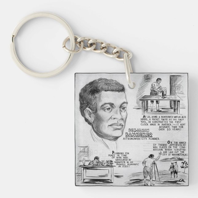 Porte-clefs Icône de l'histoire noire : Benjamin Banneker, Sci (Devant)