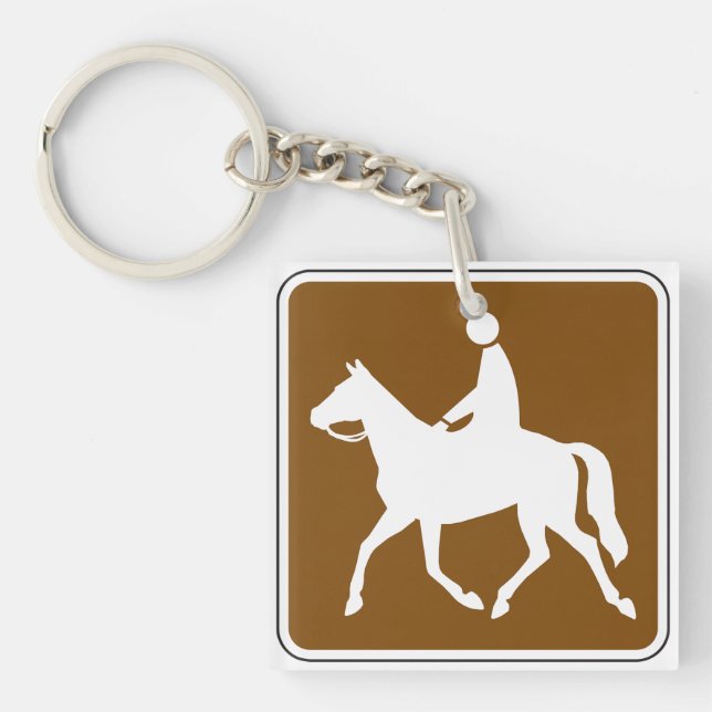 Porte-clefs Icône de silhouette de cheval de randonnée équestr (Devant)