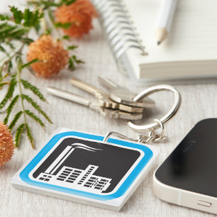 Porte-clefs Icône d'usine industrielle avec cheminées