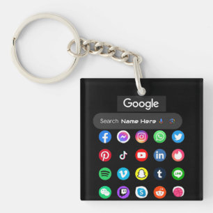 Porte-clefs Icônes de médias sociaux tendance Google barre de 