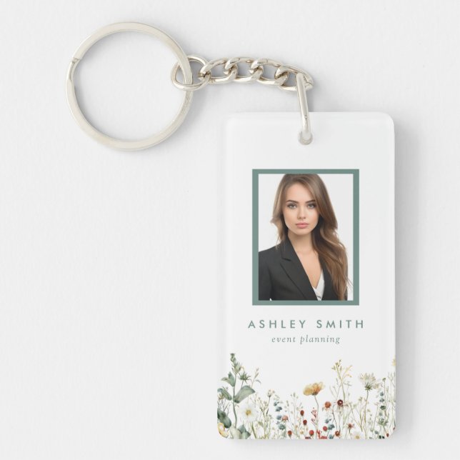 Porte-clefs ID employé du champ Fleur sauvage d'été (Devant)