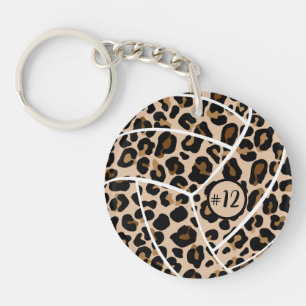 Porte-clefs Idée cadeau de volley-ball personnalisée, léopard