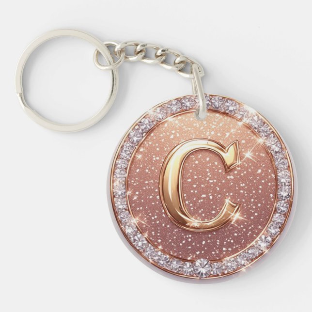 Porte-clefs Idée cadeau initiale C monogramme style personnali (Devant)