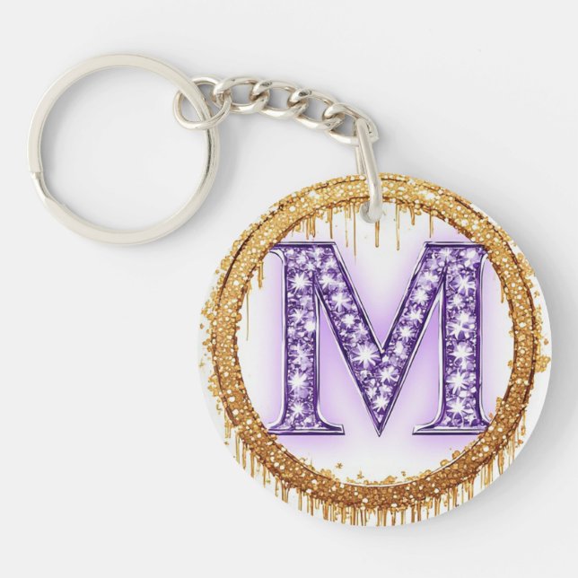 Porte-clefs Idée de cadeau de mariage Orné Monogramme M (Devant)