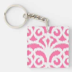 Porte-clefs Ikat damask motif - Fluorescent rose