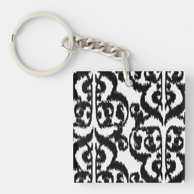 Porte-clefs Ikat Moorish Damask - noir et blanc (Devant)
