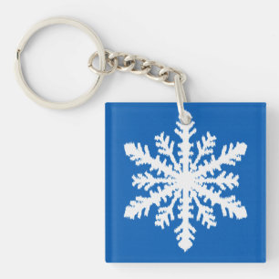 Porte-clefs Ikat Snowflake 1 de 4 - Cobalt bleu et blanc