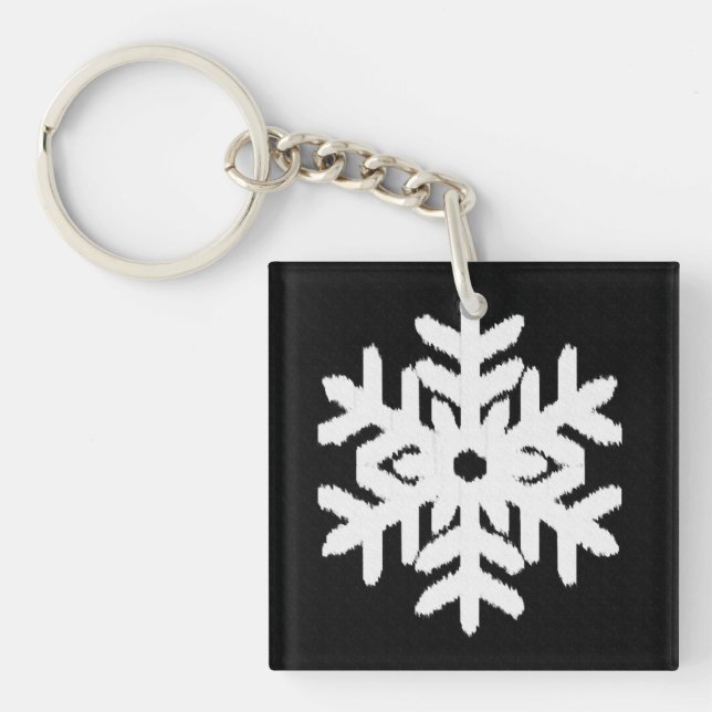 Porte-clefs Ikat Snowflake - Noir et blanc (Devant)