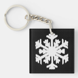Porte-clefs Ikat Snowflake - Noir et blanc