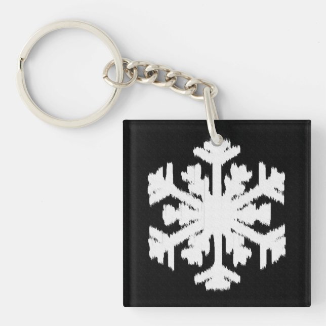 Porte-clefs Ikat Snowflake - Noir et blanc (Devant)