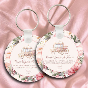Porte-clefs Il était une fois un Baby shower princesse rose