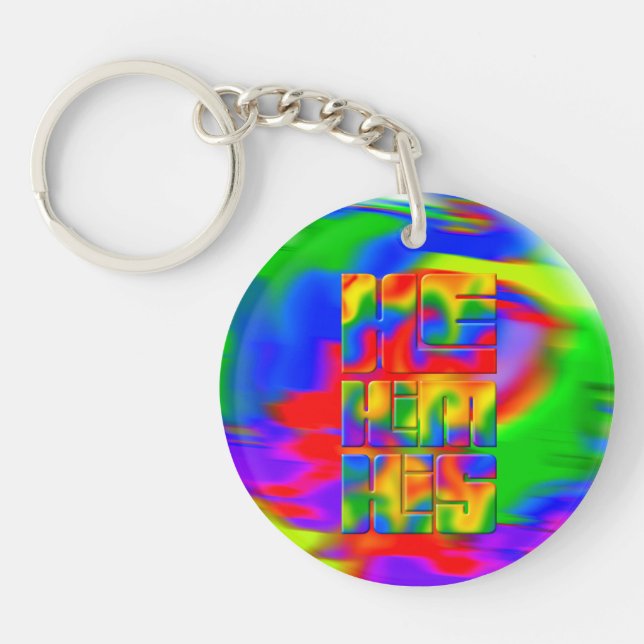 Porte-clefs Il Lui Ses Pronononounes Rainbow Tie Dye (Devant)