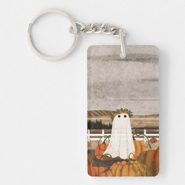 Porte-clefs Il y a un fantôme dans le patch Citrouille à nouve (Devant)
