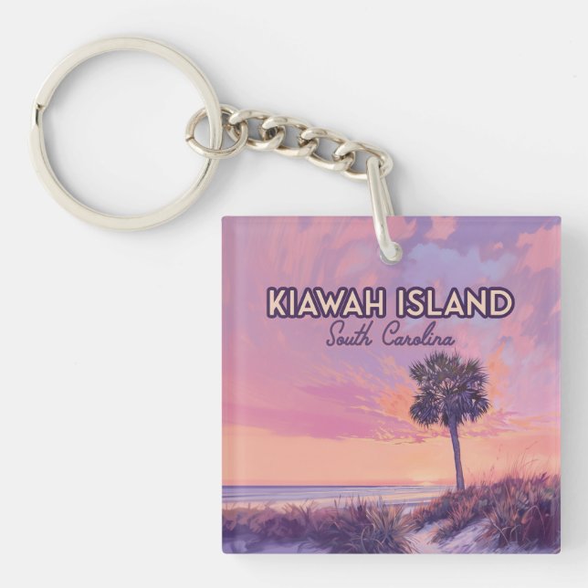 Porte-clefs Île de Kiawah Caroline du Sud Palmier (Devant)