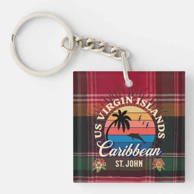 Porte-clefs Îles Vierges américaines St. John USVI Madras Trop (Devant)