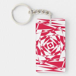 Porte-clefs Illusion abstraite rouge blanc