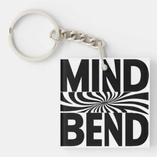 Porte-clefs Illusion optique de pliage mental noir et blanc