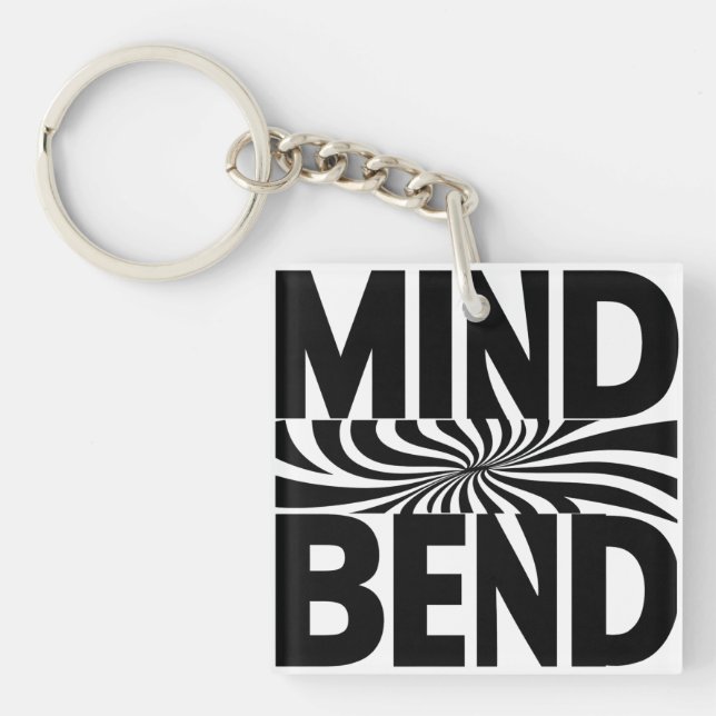 Porte-clefs Illusion optique de pliage mental noir et blanc (Devant)
