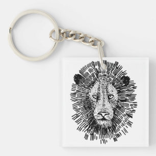 Porte-clefs Illustration abstraite de tête de lion audacieuse