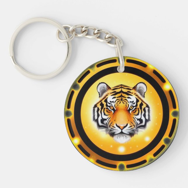 Porte-clefs Illustration abstraite et audacieuse de tigre (Devant)