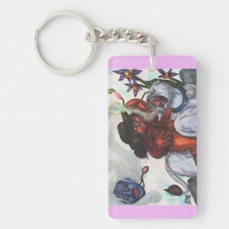Porte-clefs Illustration aquarelle Eros chevauchant une lionne