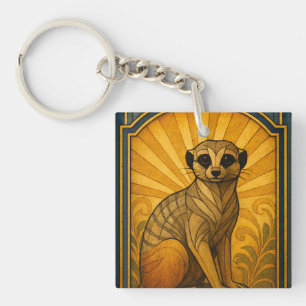 Porte-clefs Illustration Art Déco Meerkat