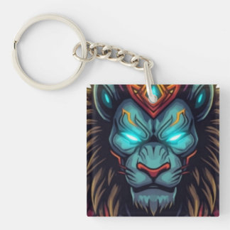 Porte-clefs Illustration artistique du lion majestueux et du h