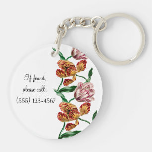 Porte-clefs Illustration botanique de la tulipe vintage