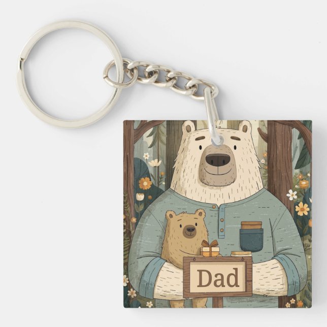 Porte-clefs Illustration chaleureuse de la fête des Pères avec (Devant)
