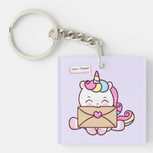 Porte-clefs Illustration d'amour de licorne kawaii mignonne