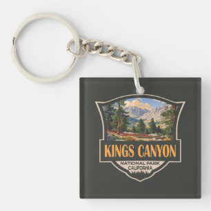 Porte-clefs Illustration d'art rétro du parc national de Kings