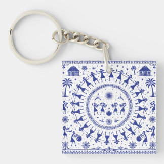 Porte-clefs Illustration d'art tribal indien Warli