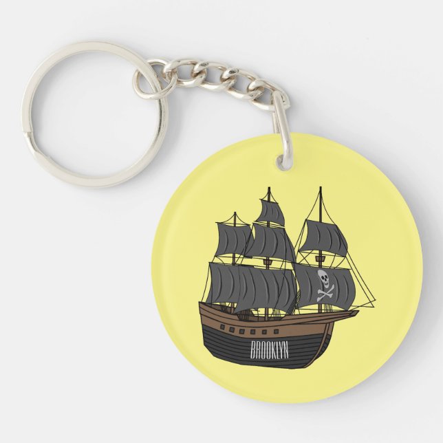 Porte-clefs Illustration de bateau pirate (Devant)