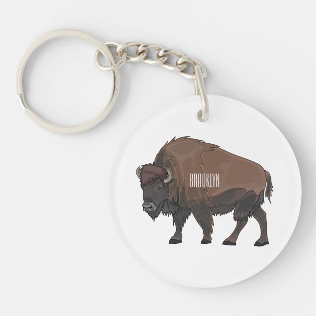 Porte-clefs Illustration de bison (Devant)