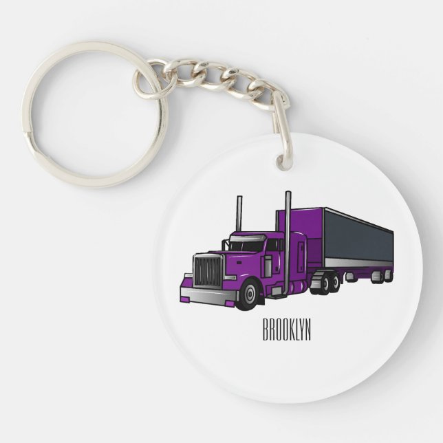 Porte-clefs Illustration de camion semi-remorque (Devant)
