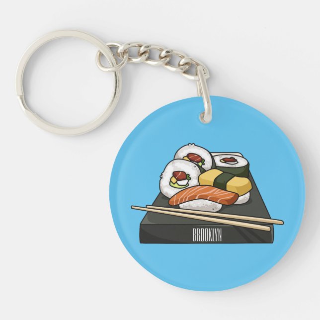 Porte-clefs Illustration de cartoon de sushi  (Devant)