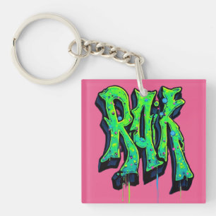 Porte-clefs Illustration de cerf et de fleurs de lotus dorés v