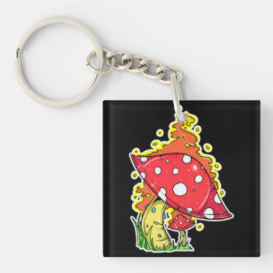 Porte-clefs Illustration de champignon psychédélique flamboyan