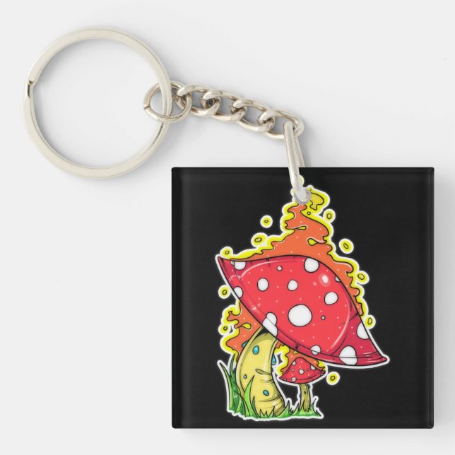 Porte-clefs Illustration de champignon psychédélique flamboyan (Devant)